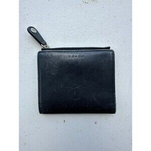 Coach Genuine Soft Leather Card Bills Sleeve Zipper Snap Button Bi-Fold Wallet